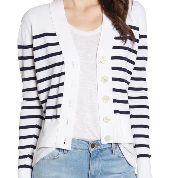J. Crew Sweaters - J. Crew Lightweight Striped Crop Cardigan